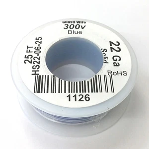 HS22-06-25 25FT 22AWG BLUE SOLID Electronic Electrical 300V Wire UL1007 80C - Picture 1 of 1