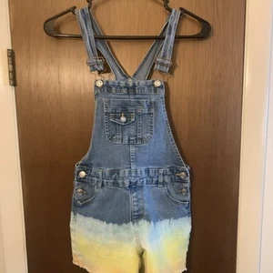 Girls Denim Overalls Shorts Size L 10/12 - Picture 1 of 5
