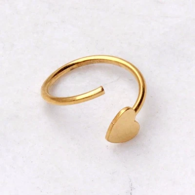 Gold Plated Annealed Heart Nose Hoop 0.8mm x 8mm - Image 1 of 3