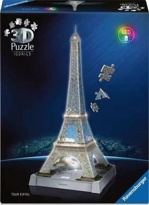 TOUR EIFFEL LED monumento 3D PUZZLE senza colla RAVENSBURGER luminoso 243 PEZZI  - Immagine 1 di 4