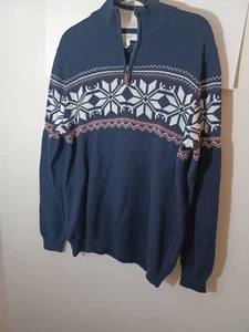 Womens Half-zip Pullover Aspen Sweater New No Tags 100% Cotton Snowflakes XL - Picture 1 of 8