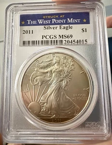 2011 American Silver Eagle - Struck at West Point Mint - PCGS MS69 - Toner - Picture 1 of 2