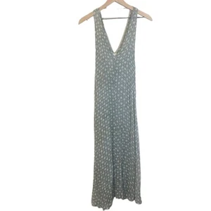 Cloe Cassandro 100% Seide Kleid ärmellos V-Ausschnitt Geo Print grünlich-grau Einheitsgröße - Bild 1 von 12