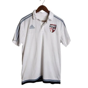 Adidas Climalite White Collared Short Sleeve Polo Soccer Shirt Mens Size M FLAWS - Picture 1 of 17