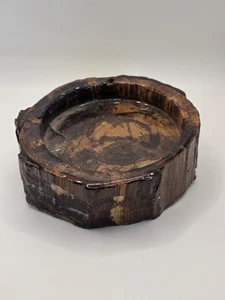 Handcarved Wood Turned Polished Trinket Dish - Picture 1 of 7