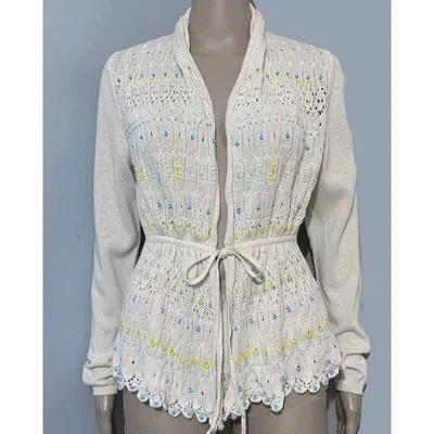Impresionante suéter cárdigan con cuentas marfil Moth Anthropologie talla XS Foto 1 de 4