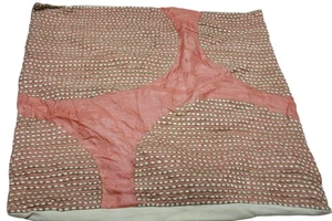Crate & Barrel Kiara 18x18 Silk Embroidered Pillow Cover Pink Gold Glam Luxury - Picture 1 of 6