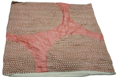 Crate & Barrel Kiara 18x18 Silk Embroidered Pillow Cover Pink Gold Glam Luxury - Image 1 of 4