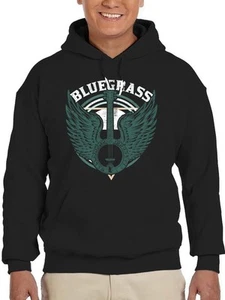 Bluegrass Wings Banjo Tee Hoodie Men's Black - Picture 1 of 5