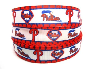 Philadelphia Phillies MLB 1" Grosgrain Ribbon YOUR CHOICE 5 or 10 Yard Baseball - Picture 1 of 2