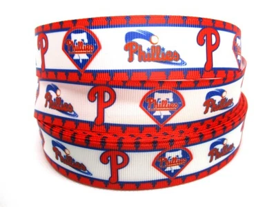 Philadelphia Phillies MLB 1" Grosgrain Ribbon YOUR CHOICE 5 or 10 Yard Baseball - Image 1 of 2