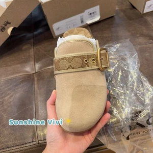 Neu mit Etikett Coach Damen-Clog Archival Schnalle Hafer-Wildleder und Signatur CT604 - Bild 1 von 8