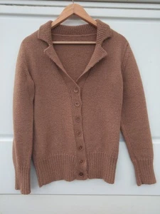 alpaca ladies cardigan natural brown size 12 - Picture 1 of 3