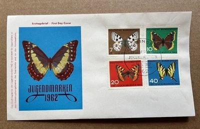 1962 Germany FDC Jugendmarken Butterflies Set of 4 Stamps Saar Relief - Image 1 of 4