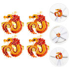 4 Pcs Dragon Napkin Serviette Rings Chinese Zodiac Yellow