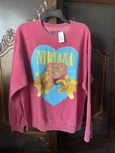 Sudadera Nirvana Talla Grande Envejecida Vintage Look Caja Forma Corazón Nueva - Imagen 1 de 10