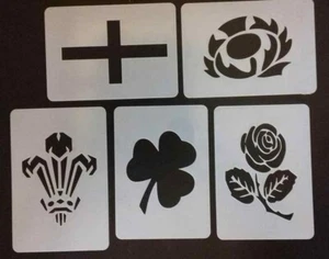 5 x national emblem face painting stencil reusable rugby rose football World Cup - Picture 1 of 2