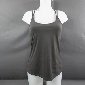 Old Navy Womens Tank Top Medium Green Gray Built In Bra Tank Gym Athleisure Yoga - Picture 1 of 13