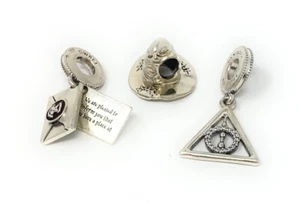 Pandora Harry Potter Sorting Hat, Hogwarts Letter & Hallows Dangle Silver Charms - Picture 1 of 2