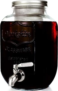 Willow & Everett Cold Brew Coffee Maker Iced Coffee Makers Glass Jar Steel Spout - Picture 1 of 6