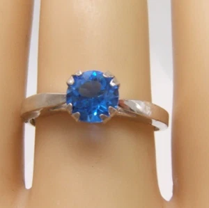 VTG STERLING SILVER & SAPPHIRE RING BIRTHSTONE SEPTEMBER SIZE 9 - Picture 1 of 5