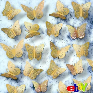 72 Pcs Gold Butterfly Decorations, 3 Sizes 4 Styles, 3D Butterfly Wall Decor, Bu - Picture 1 of 13