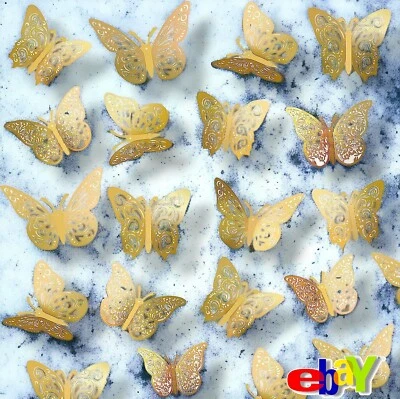 72 Pcs Gold Butterfly Decorations, 3 Sizes 4 Styles, 3D Butterfly Wall Decor, Bu - Image 1 of 4