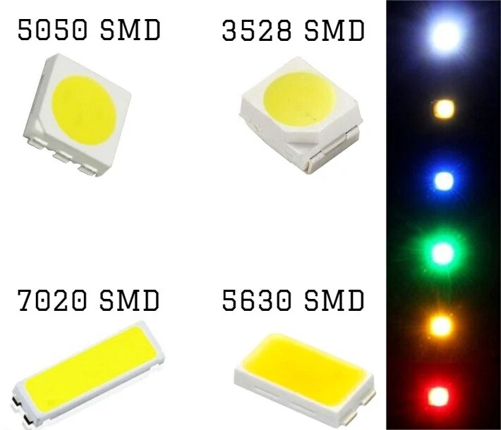 10 LED SMD 3528/5050/5630/7020 :BIANCO,BLU,VERDE,ROSSO,ROSA,VERDE,GIALLO,RGB - Immagine 1 di 1
