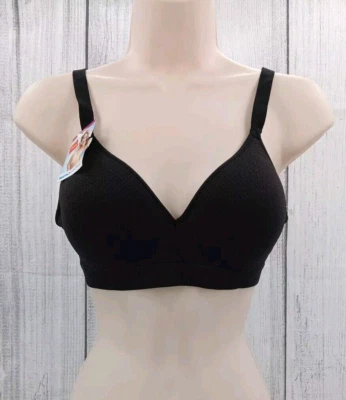 Hanes Wire-Free Perfect Coverage Comfort Bra Black Size M AA5 - Image 1 of 4