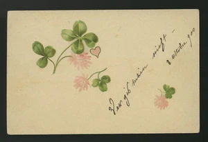 cartolina d'epoca-post card-QUADRIFOGLIO-quatrefoil-fortuna a rilievo - Imagen 1 de 1