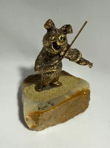 VITAGE RON LEE 1981 PIG PLAYING FIDDLE VIOLIN FIGURINE MARBLE BASE SIGNED - Picture 1 of 10