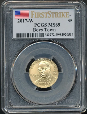 2017-W Boys Town $5 Gold Commemorative Coin PCGS MS 69 FS *Scarce!* Cover