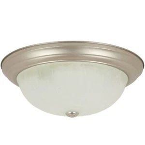 Sunlite 13" Dome Ceiling Fixture Brushed Nickel Finish Alabaster Glass - Picture 1 of 1