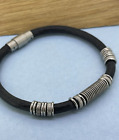 Mens Black Leather Bracelet Magnetic Clasp Fastening Boxed RRP£28
