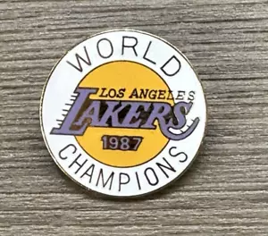 NBA Los Angeles Lakers 1987 World Champions Round Pin Pinback White Gold Purple - Picture 1 of 5