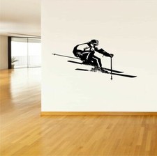 Decalques de parede adesivo de Vinil Arte Mural design Neve Inverno Esqui Esquiador Esporte #712