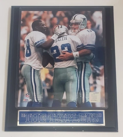 THE TRIPLETS IRVIN-SMITH-AIKMAN DALLAS COWBOYS FRAMED 8X10 PHOTO-10.5x13 PLAQUE Cover