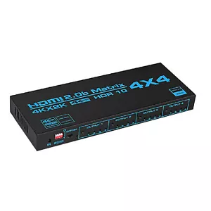New HDMI Matrix Switch 4x4, 4 In 4 Out 4K with EDID Extractor IR Remote Control - Picture 1 of 10