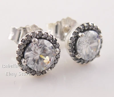 Classico Eleganza Autentico PANDORA Orecchini Argento 296272CZ Nuovo W Astuccio - Immagine 1 di 4