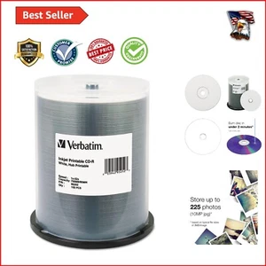 Professional-Grade 100pk White Inkjet CD-R 700MB Discs with Edge-to-Edge Print - Picture 1 of 11