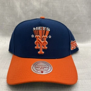 2024 Mitchell & Ness Topps NY Mets Exclusive Snap Back Hat w/ Topps Pin - Picture 1 of 6