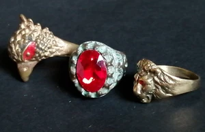 EXTREM SELTENES ALTES KONVOLUT WIKINGER NORDISCHER LÖWE, EULENRINGE VERZIERT TOLL - Bild 1 von 8