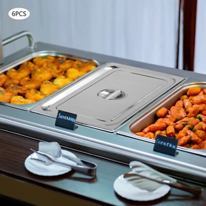 Paquete de 6 tapas de acero inoxidable de vapor para mesa de preparación de hoteles cubierta de comida NUEVO - Imagen 1 de 20