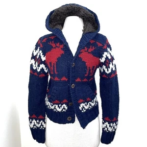 Abercrombie RARE 2000s wool Nordic hand Made cardigan sweater size boys L - Picture 1 of 12