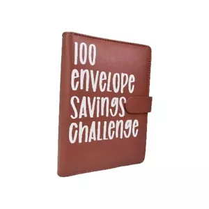 100 Envelope Savings Challenge Binder Money Budget Book, Brown - Picture 1 of 9
