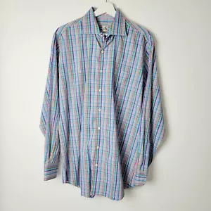 Camisa Peter Millar Fin de Semana Acabada Abotonada Multicolor A Cuadros Para Hombre Talla L - Imagen 1 de 11