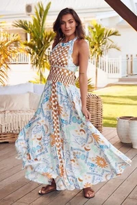 JAASE Ladies Halter Print Dress Size Large - Picture 1 of 15