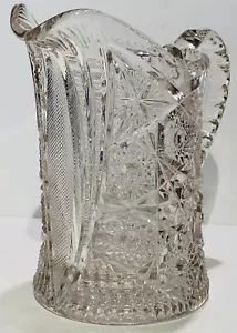 Vtg Imperial Glass Co "Nucut" Squat Type Pitcher w/ Hobstars & Sawtooth Edge - Foto 1 di 7