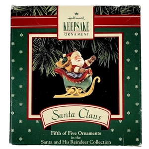 Santa Clause Ornament - Fifth Of Five In His Reindeer - Hallmark Keepsake 1992 - Picture 1 of 12