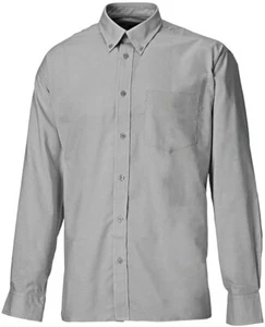Dickies Mens Silver Grey 17.5" Work Shirt Oxford Long Sleeve Smart 46-48" Chest - Picture 1 of 1